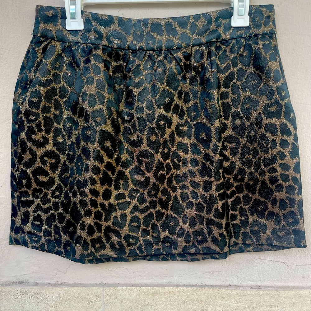 Skirt, leopard brocade, black & gold